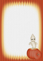 childrens ghost in pumpkin patch harvest time autumn