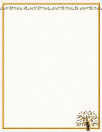 free autumn or fall stationery in digital format with gold tree