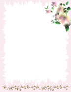 pink flowers with green leaves stationery for feminine, wedding of girls