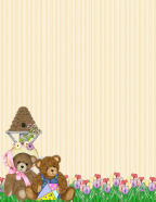 free spring bears stationery for computer or hand written letters