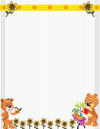 free bears digital stationery with flowers