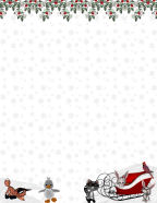 free winter stationery with penguins and santas sled