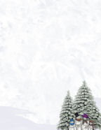 winter trees stationery for free download and printing with snowy trees and snowmen family
